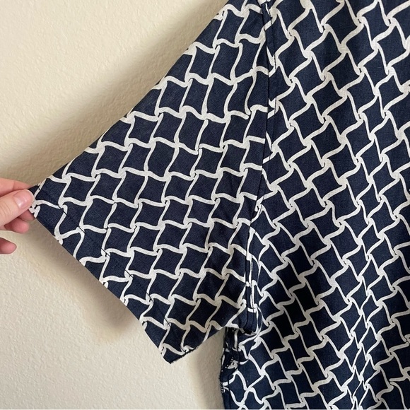 Surfside Supply Printed Linen Button Down Shirt Navy Blue Size Large - Picture 4 of 9